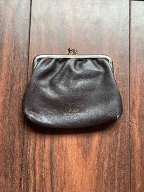 BUXTON Genuine Leather Brown Silver Snap Top Coin Purse